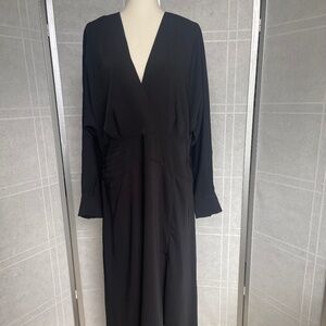 NWT Mango Black Cross-Neckline Slit Midi Dress sz XXL (sz 12)